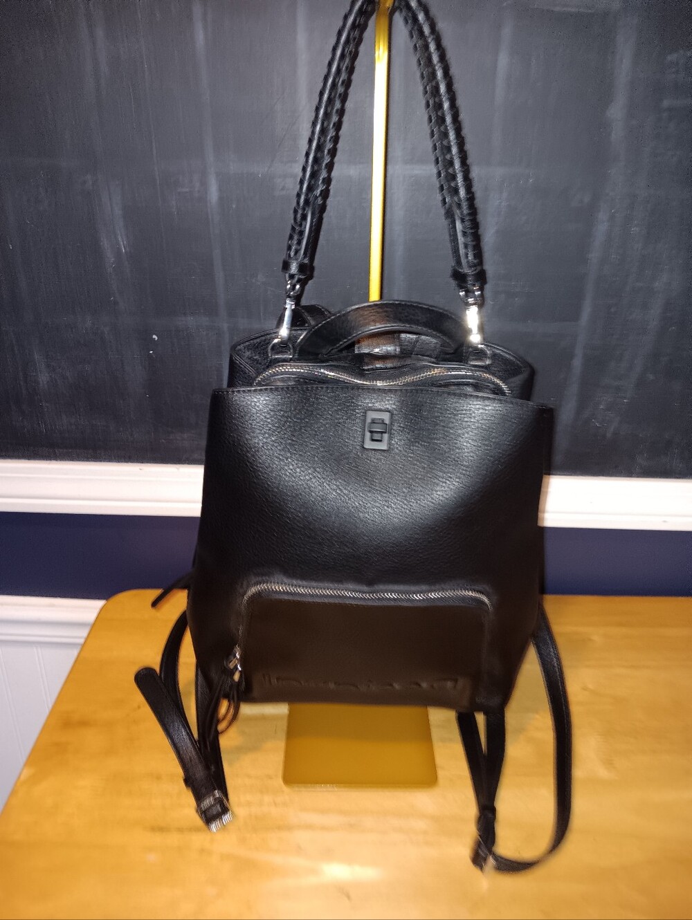 Desigual Black Leather Backpack